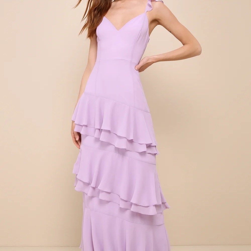 Lulu's Lavender Ruffle Maxi Dress